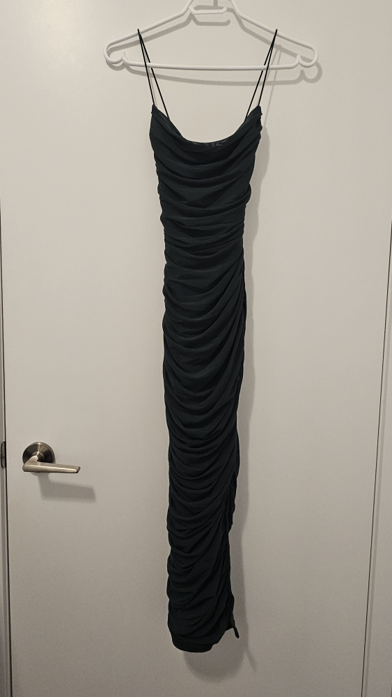 Honey Whitney Mesh Ruched Midi Dress
