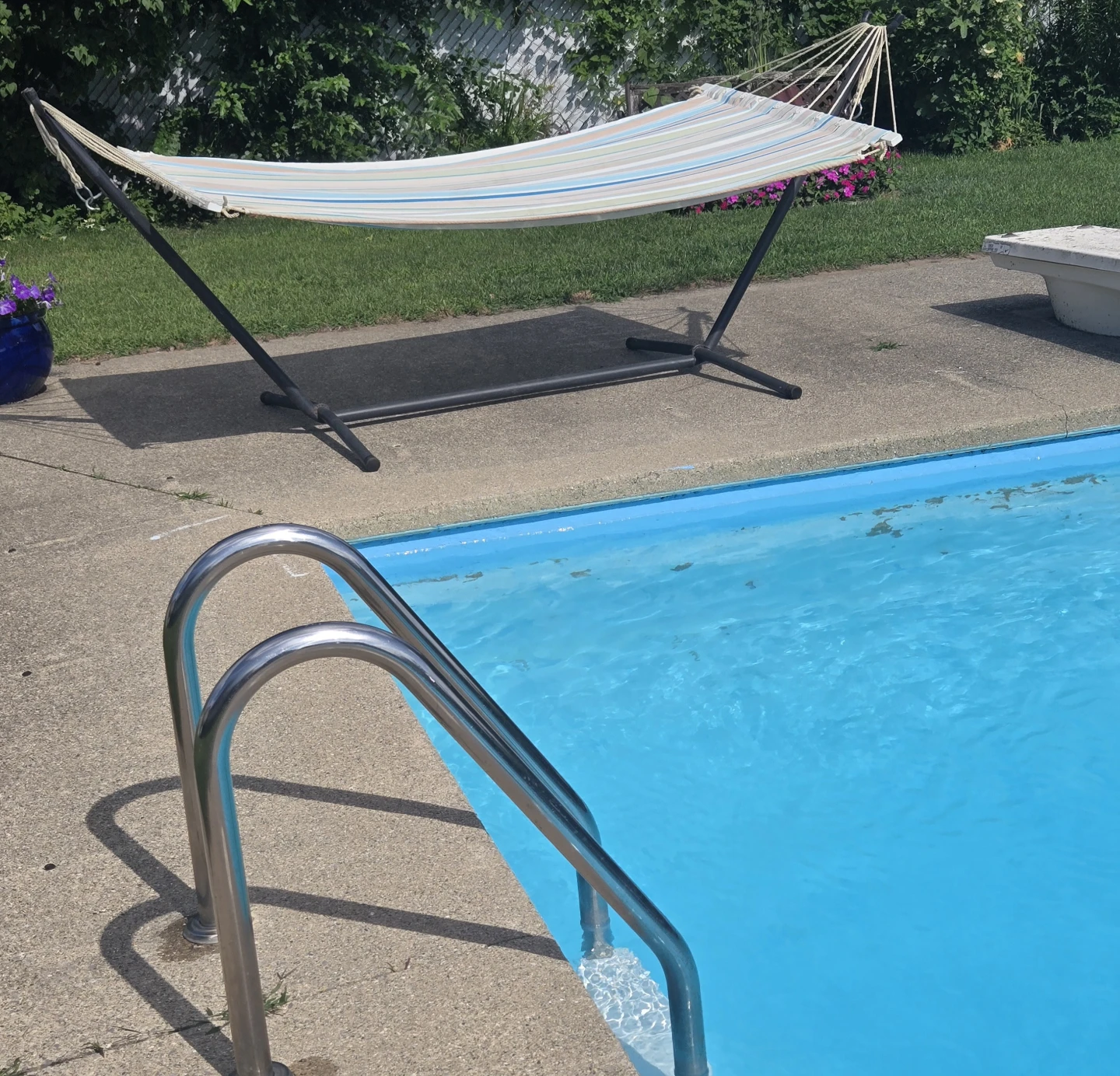 Steel Hammock stand and hammock.