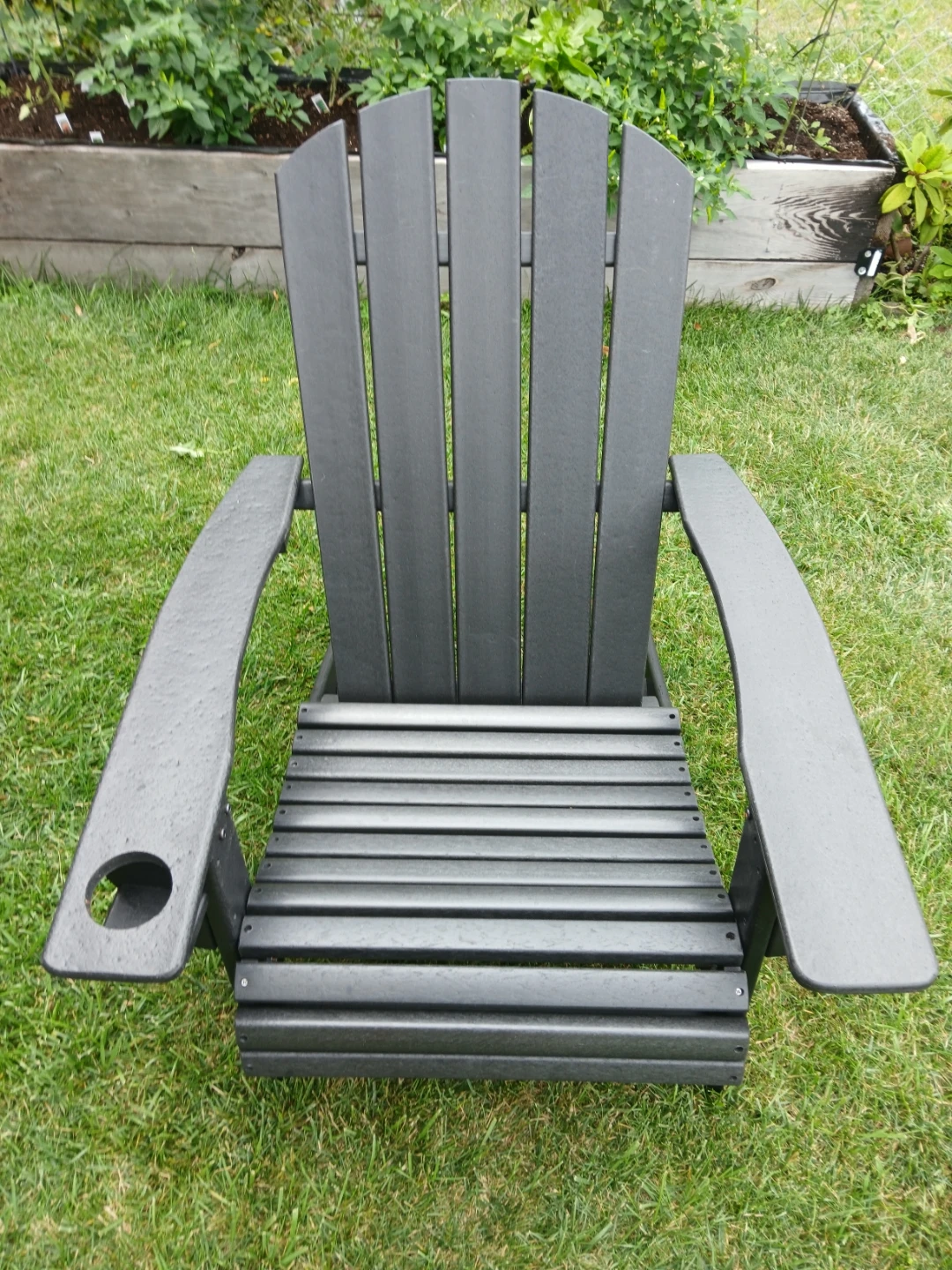 Black Adirondack Chair with Cup Holder plastic wood - photo 2