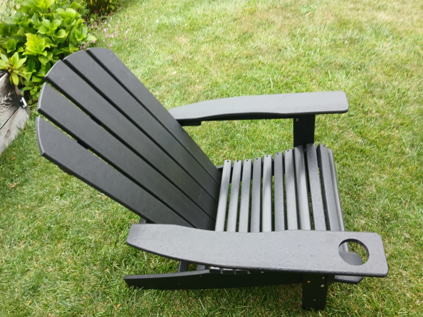 Black Adirondack Chair with Cup Holder plastic wood - photo 4