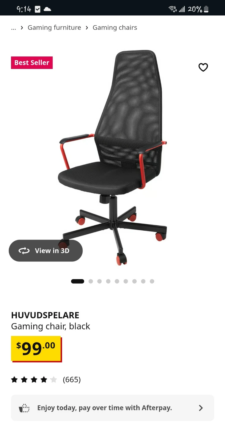 IKEA - HUVUDSPELARE Gaming chair, black