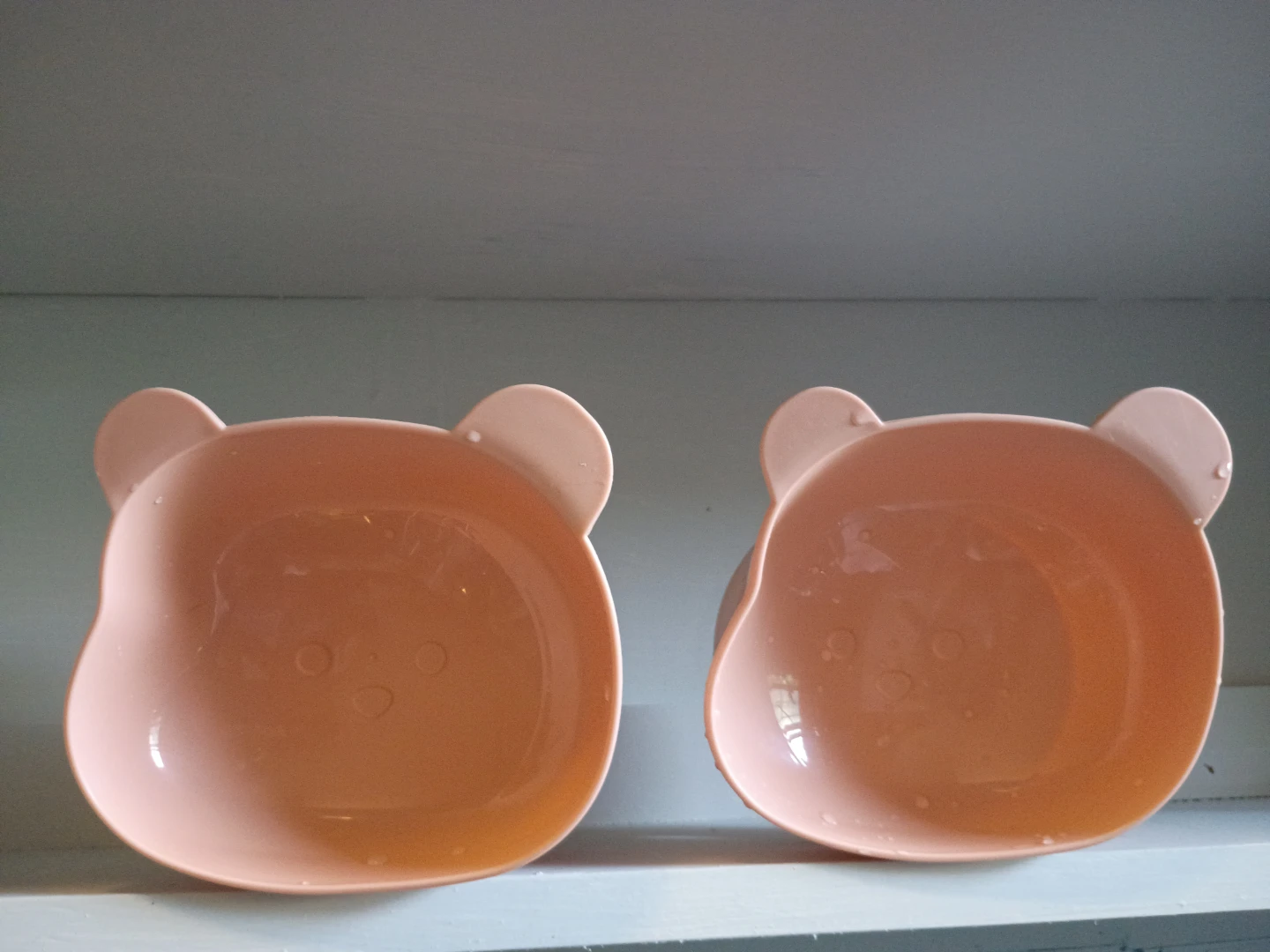 Pinkish peach colored Bear Pet Bowls - Set of 2
