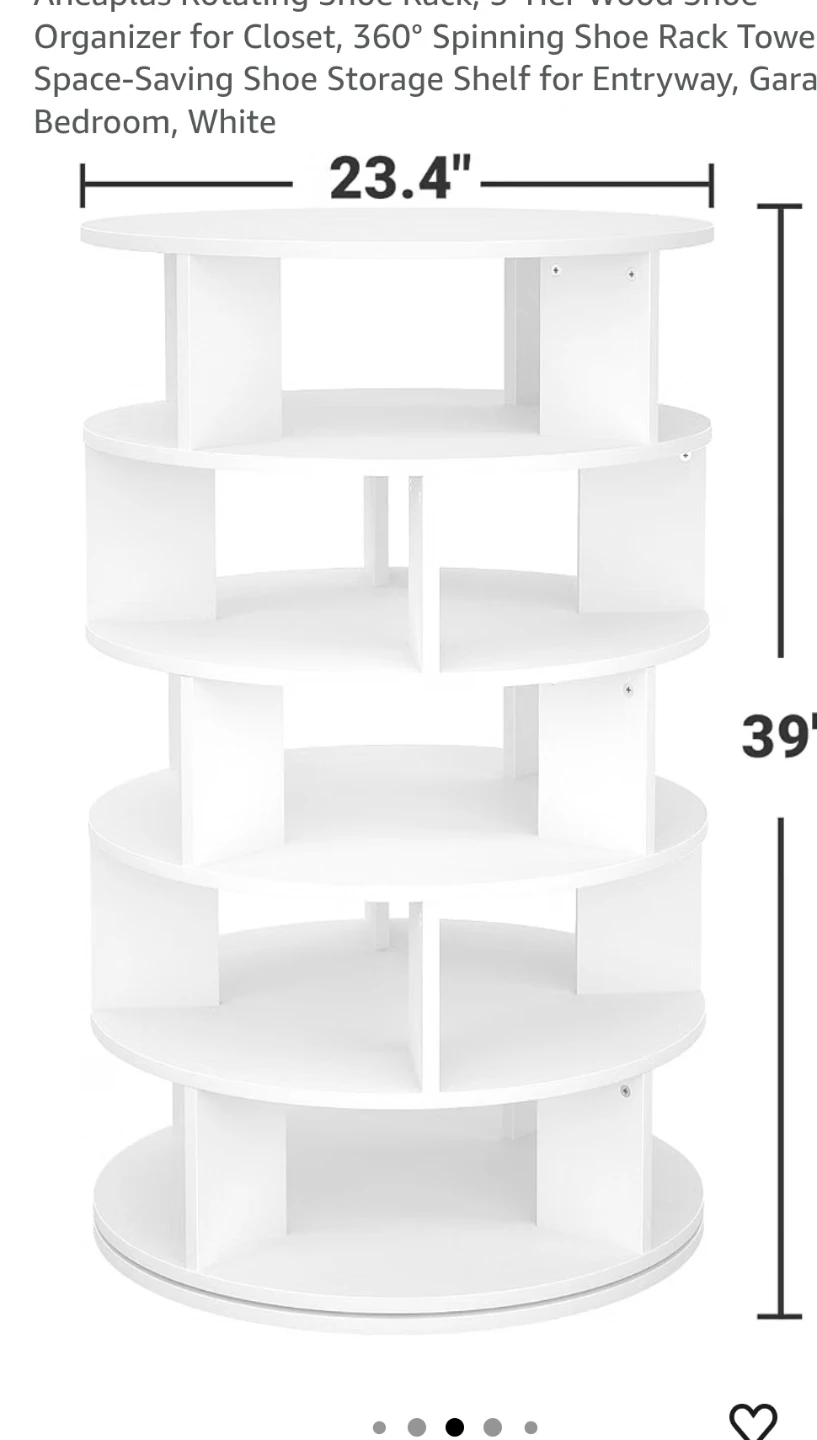 White 360 Rotating 5-Tier Shoe Rack Tower - photo 2