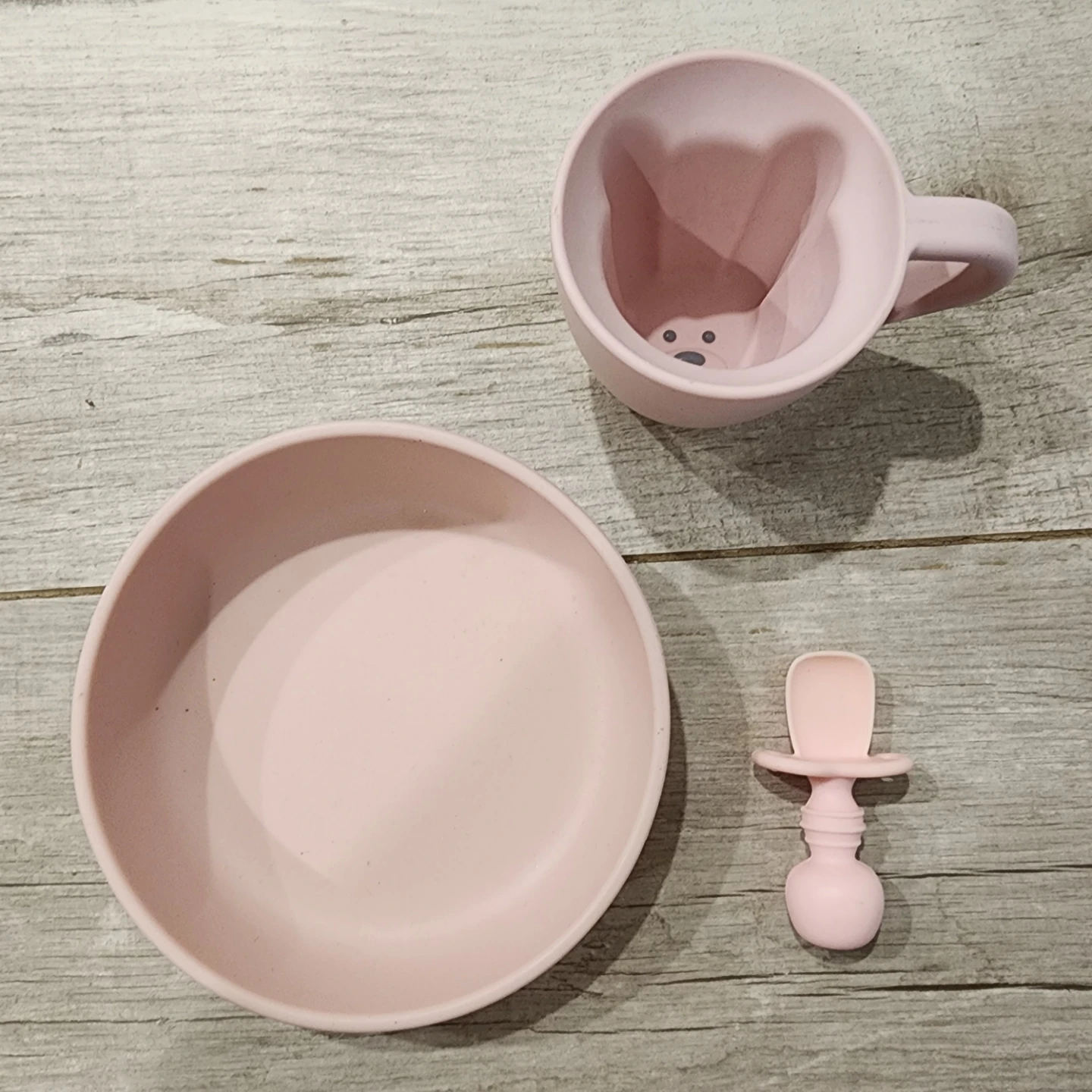 Pink Silicone Baby Feeding Set with Bowl, Cup & Spoon - photo 2