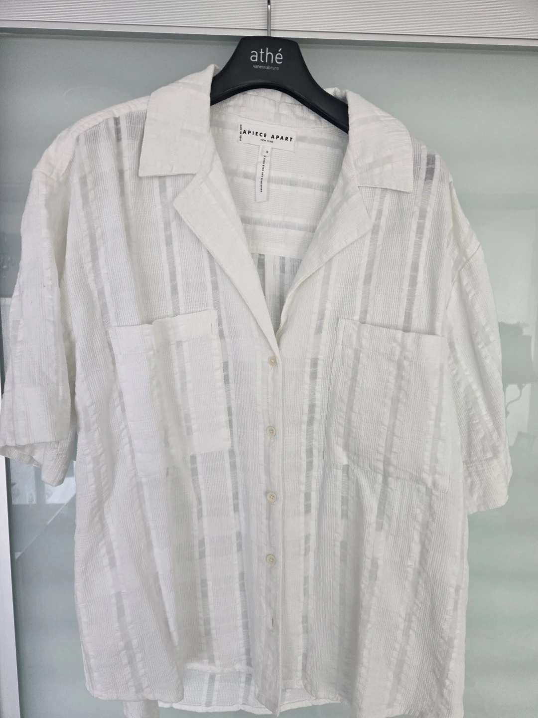 Apiece Apart White Short Sleeve Button-Up Shirt - Size 0