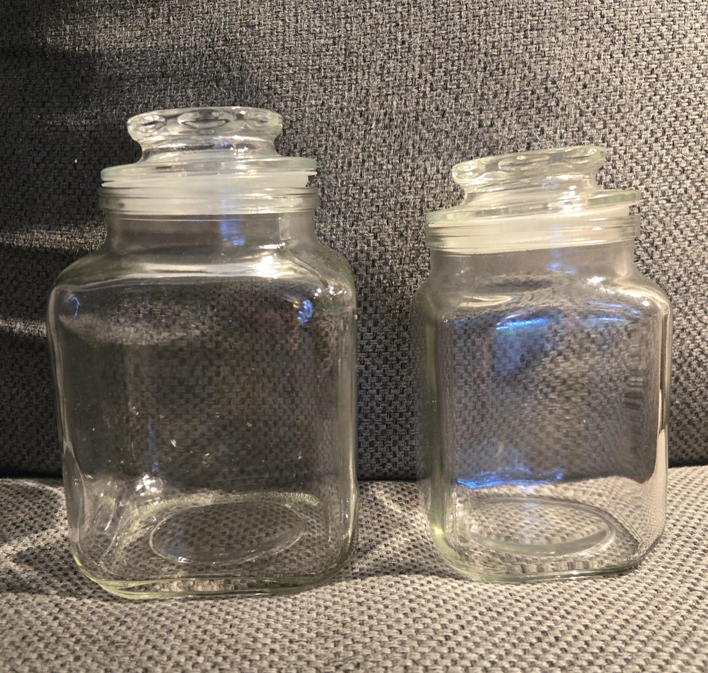 Vintage Glass Canisters with Lids (Set of 5)