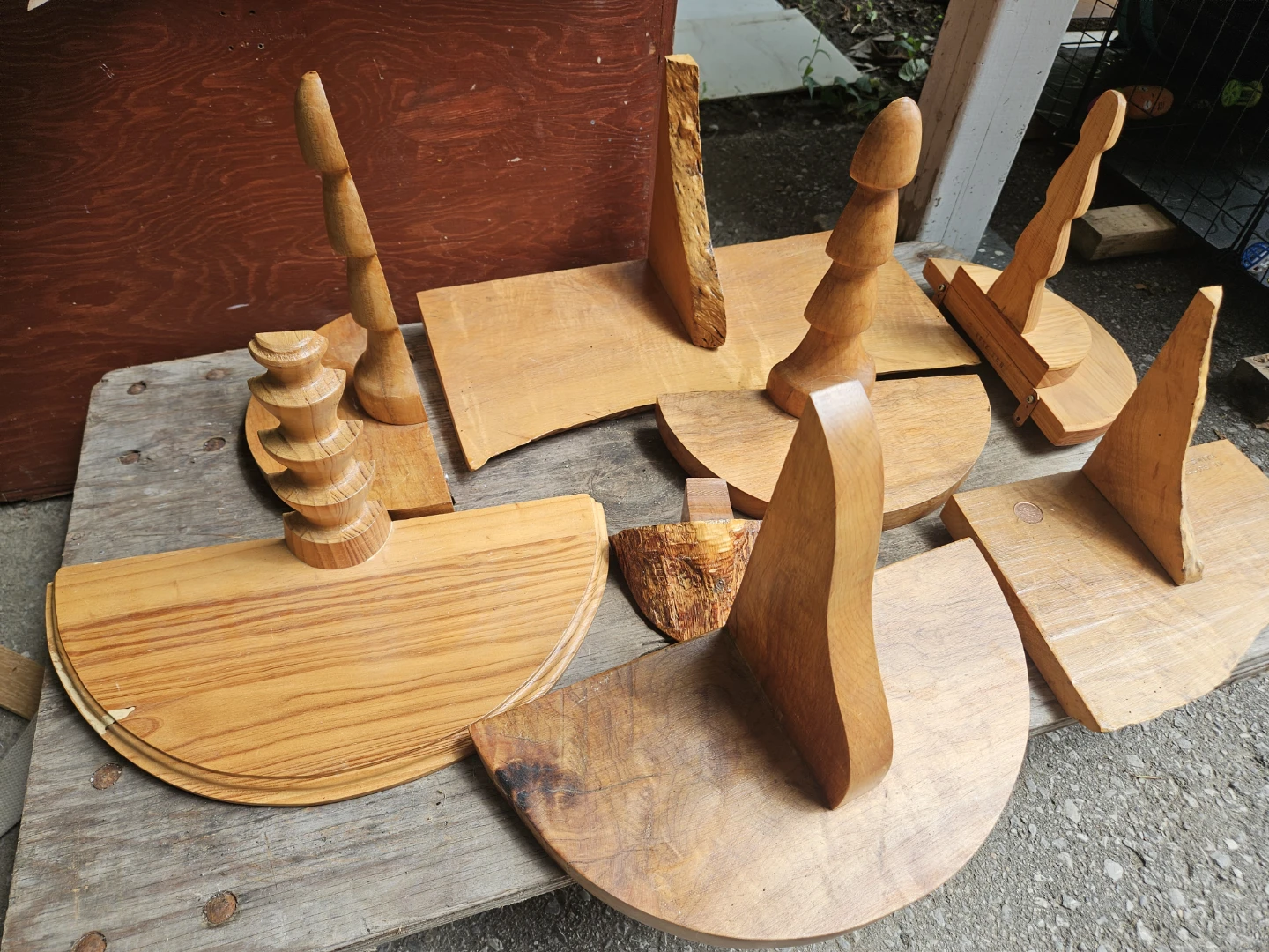 Hand-carved wooden shelf brackets