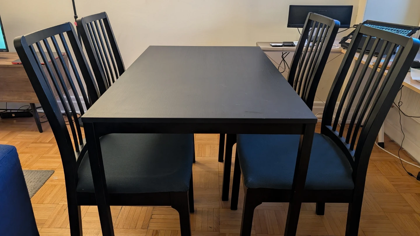 Black Dining Table Set with 4 Chairs
