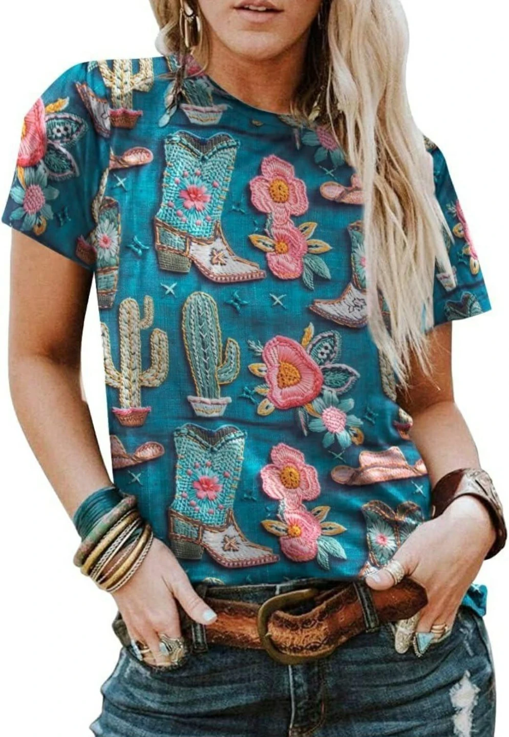 Women's 3D Digital Print T-Shirt - photo 3