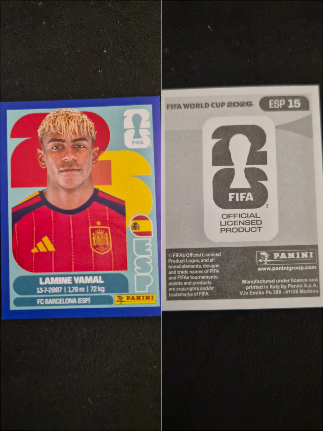 Panini fifa sticker Lamine Yamal ESP15 blue