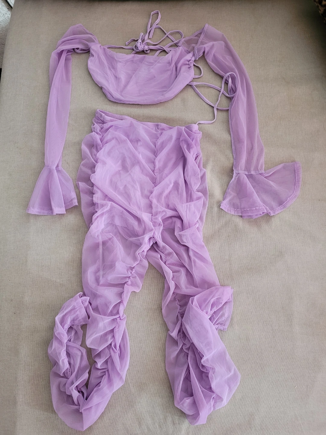 Lilac Sheer Ruffle Jumpsuit - photo 2