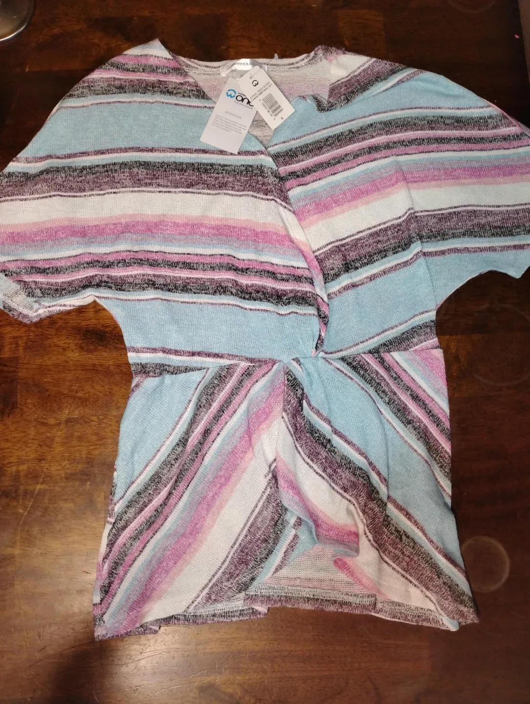 Warehouse One Striped Twist-Front Top - Size S