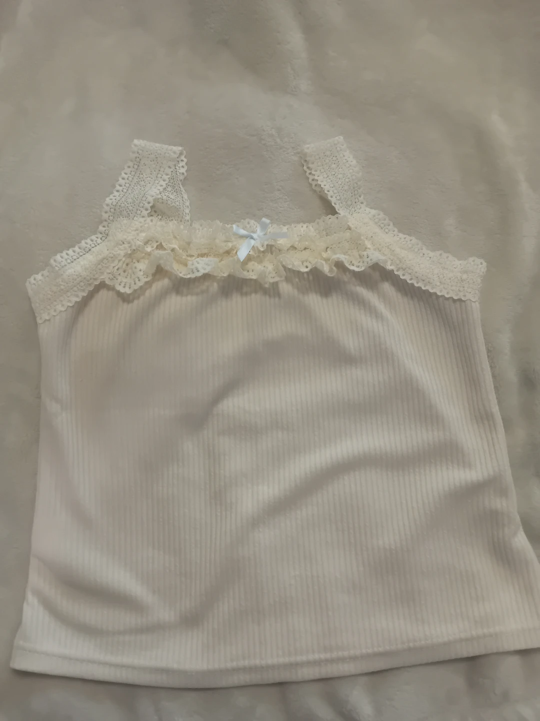 Off-White Lace Trim Cami Top
