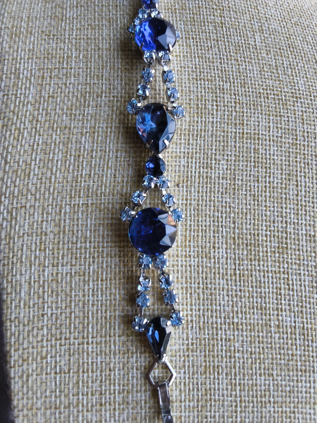Vintage Sapphire and Sky Blue Rhinestone Silver-Tone Bracelet - photo 2