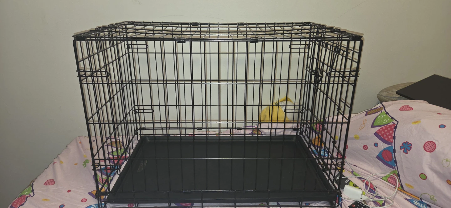 Black Metal Dog Crate with Tray - photo 2