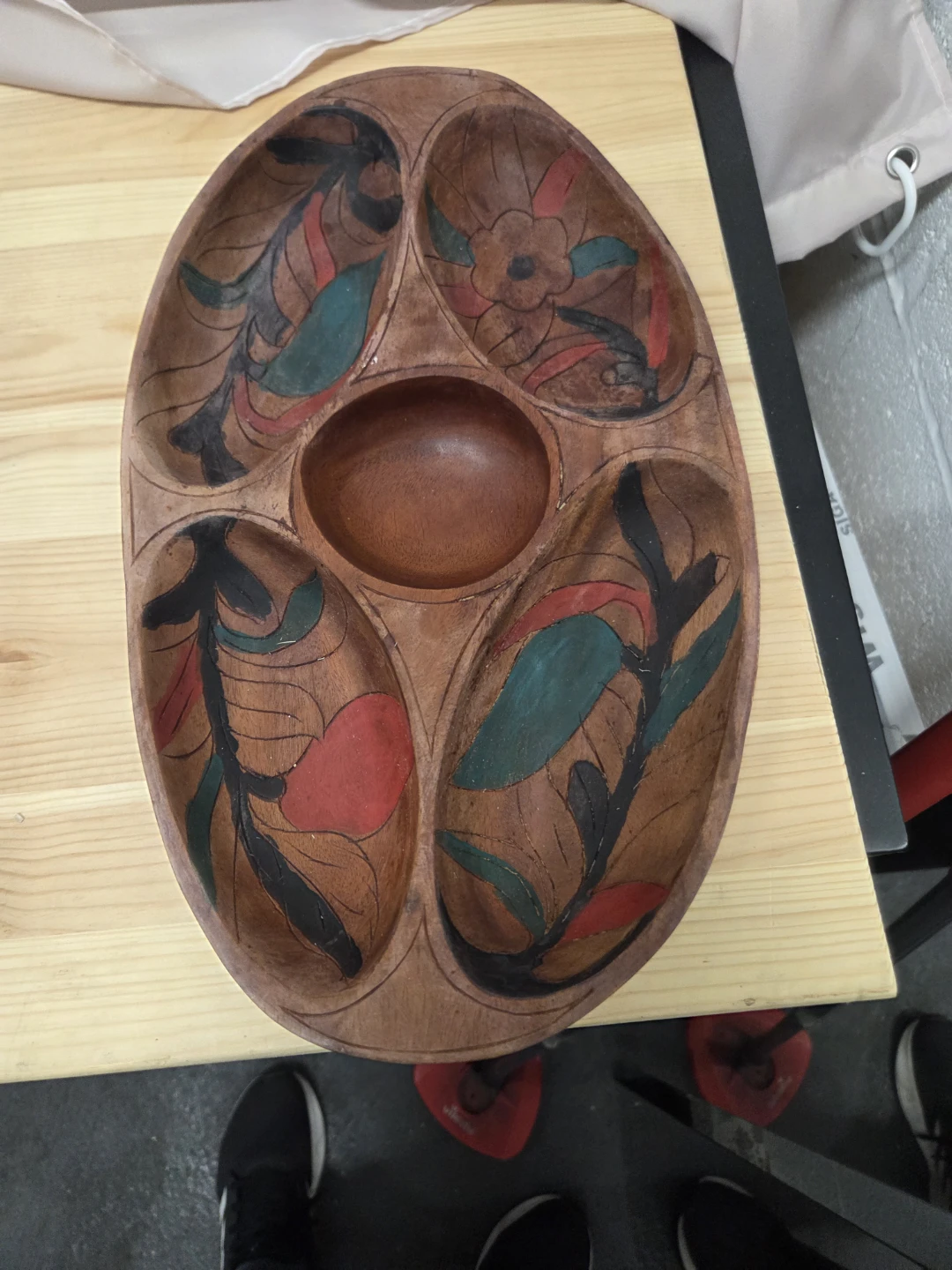 Hand-Carved Wooden Serving Tray