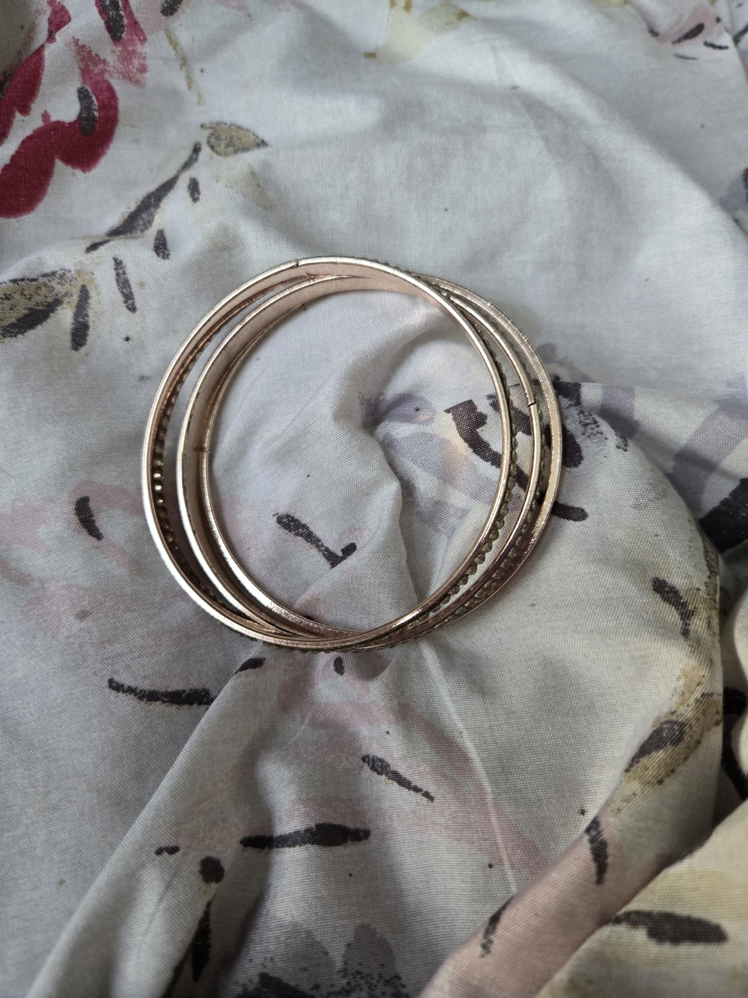 Set of 3 Rose Gold Bangles with Rhinestones