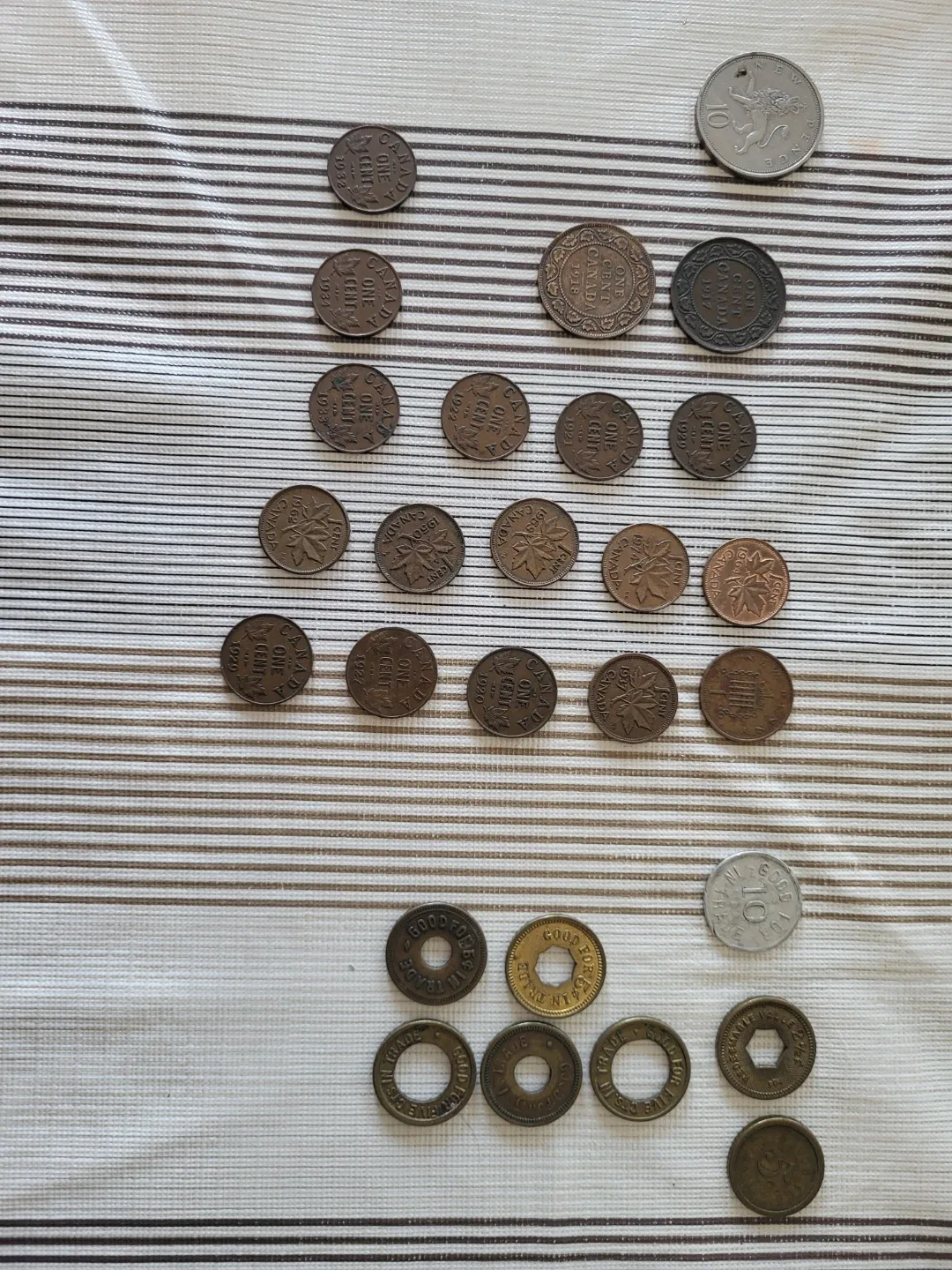 Collection of Canadian Pennies and Token Coins