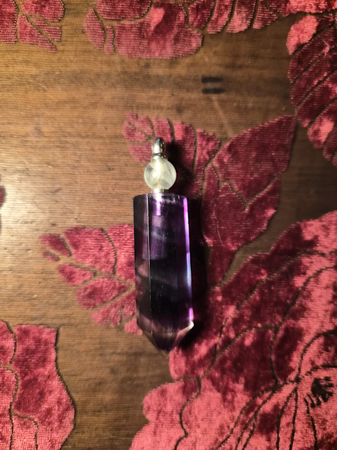 Fluorite Crystal Perfume Bottle Pendant with Dropper - photo 3