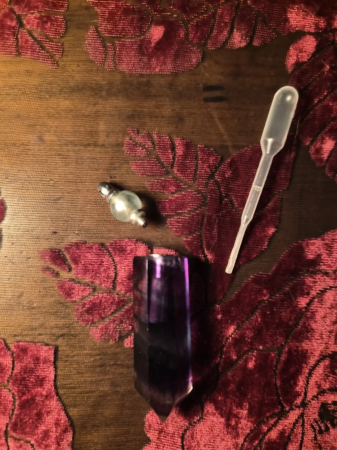 Fluorite Crystal Perfume Bottle Pendant with Dropper