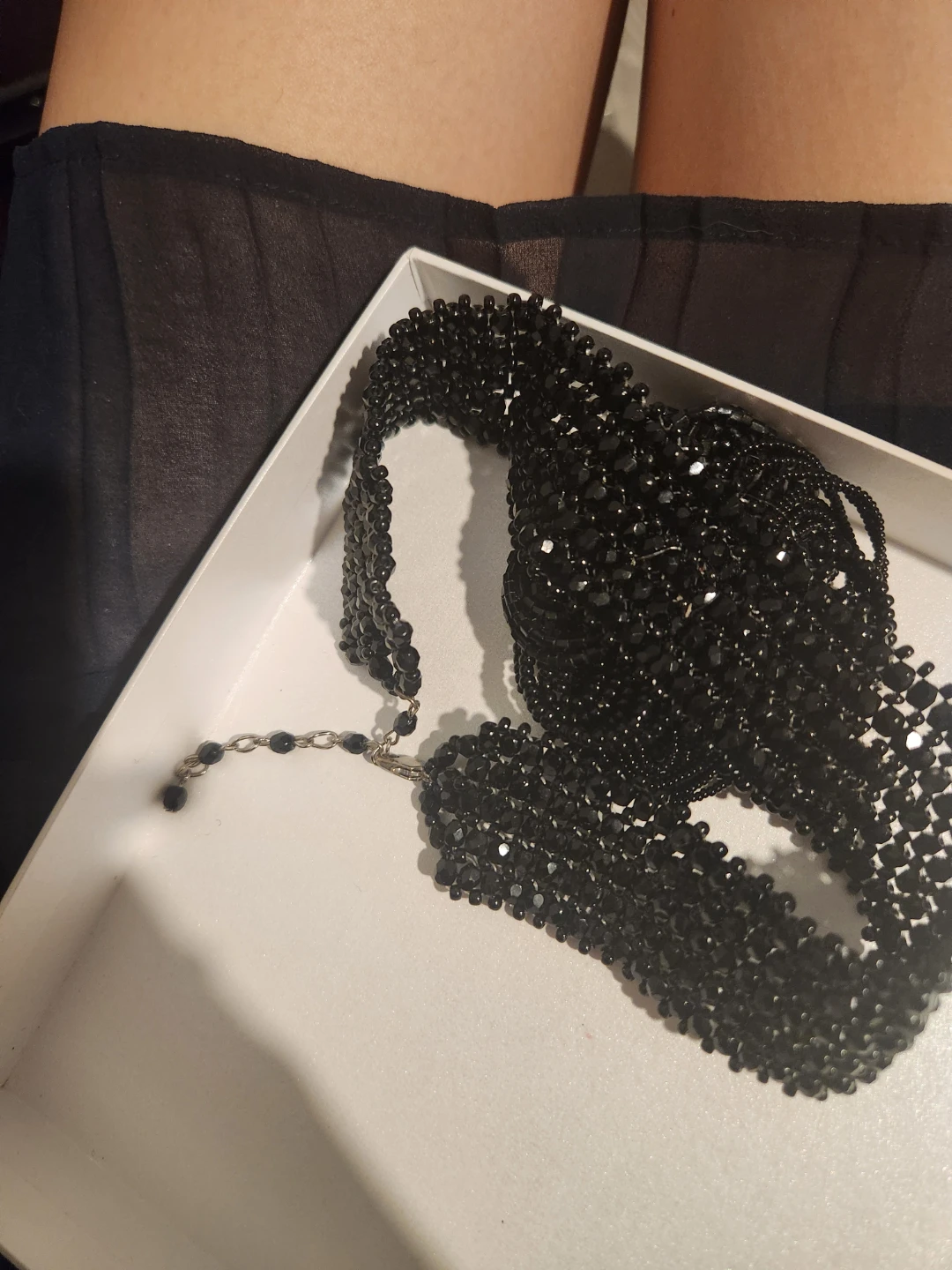 Black Beaded Choker with Rose Design - photo 4
