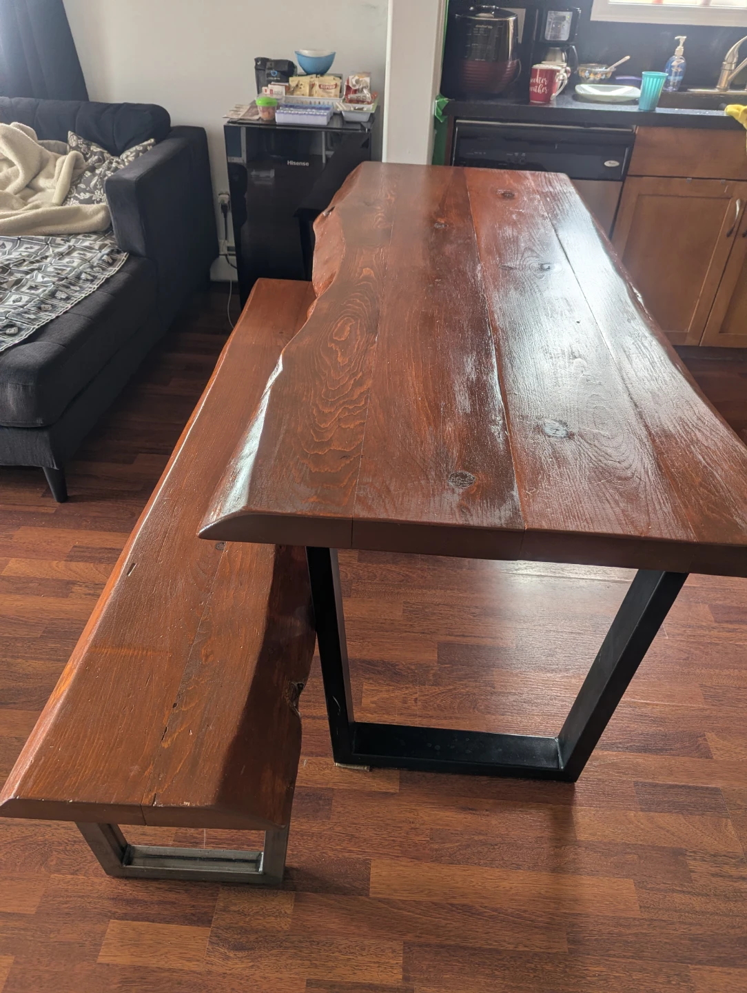 Live Edge Wood Dining Table with Bench