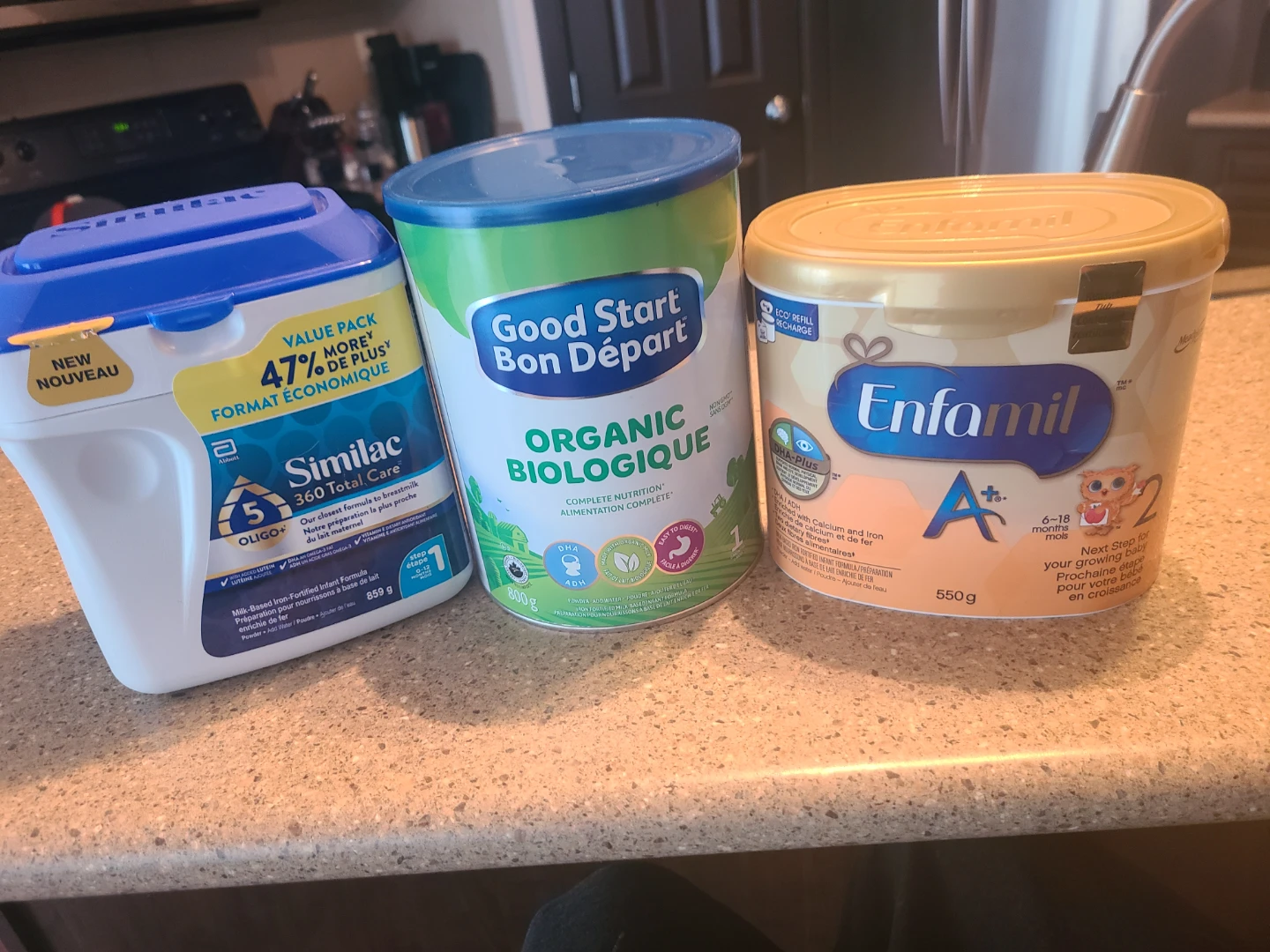 Similac, Good Start, and Enfamil Baby Formula (3 cans)