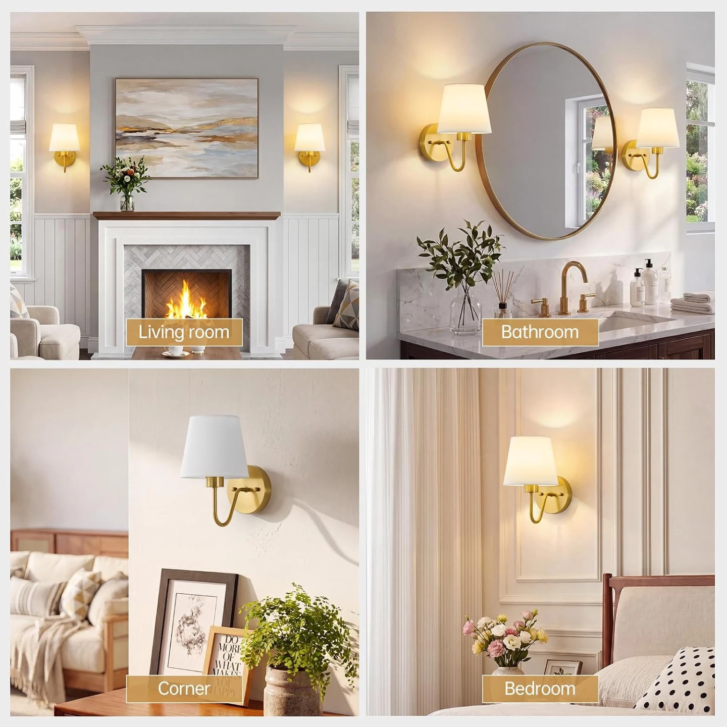 Battery Operated Wall Sconces Set of 2, Gold - photo 5