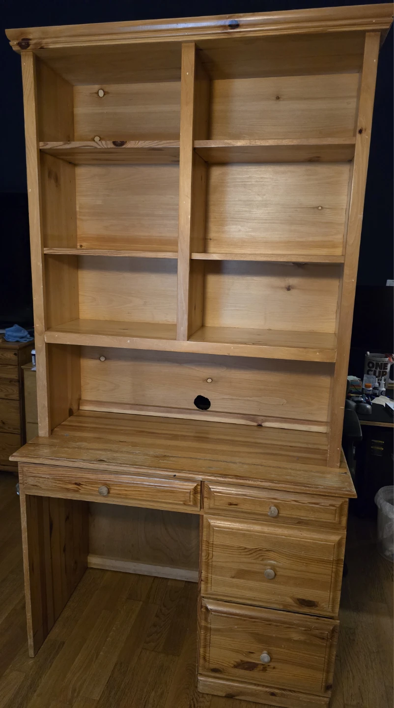 Pine Wood Desk with Hutch - photo 3