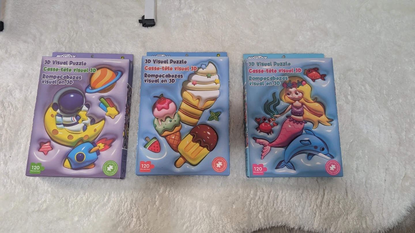 3D Visual Puzzles - Space, Ice Cream, Mermaid Themes