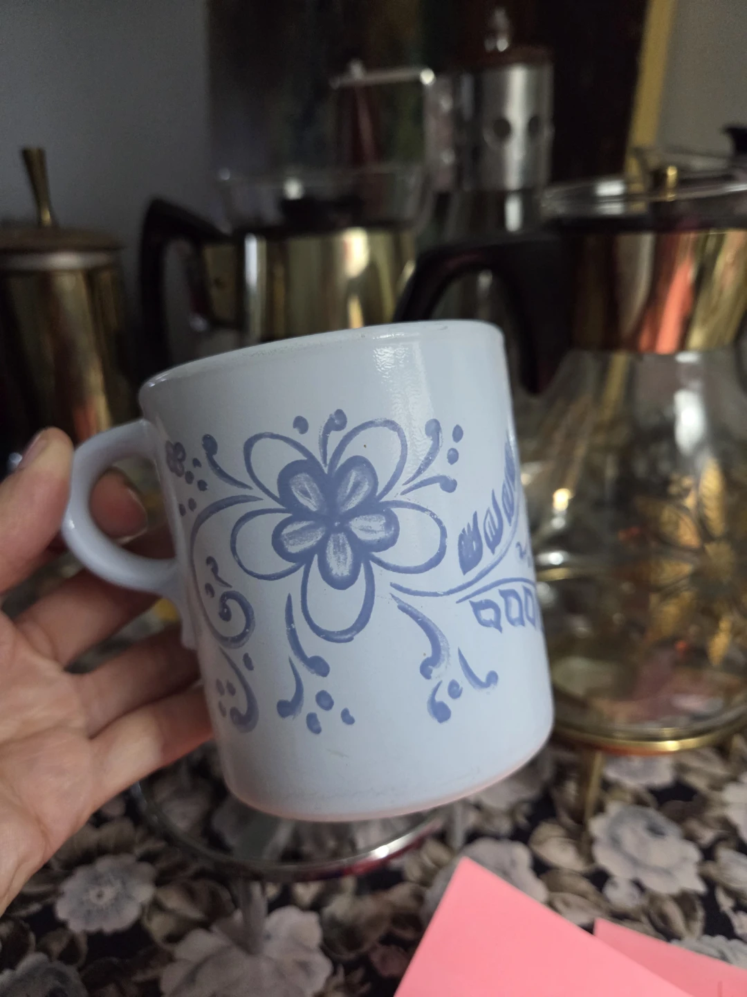 Pyrex vintage Mug with Blue Floral Design - photo 4