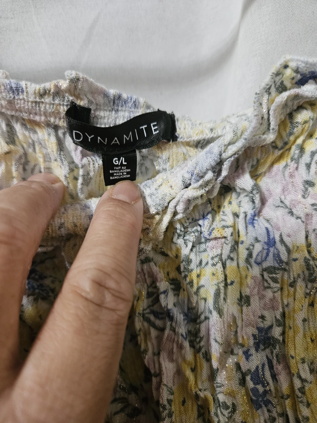 DYNAMITE Floral Off-the-Shoulder Smocked Crop Top - photo 2