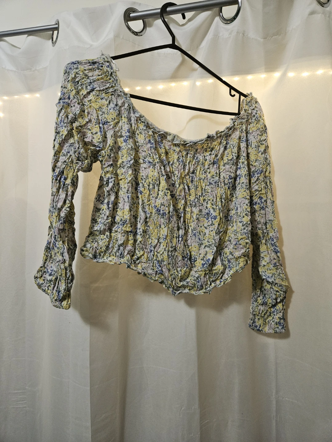 DYNAMITE Floral Off-the-Shoulder Smocked Crop Top - photo 3