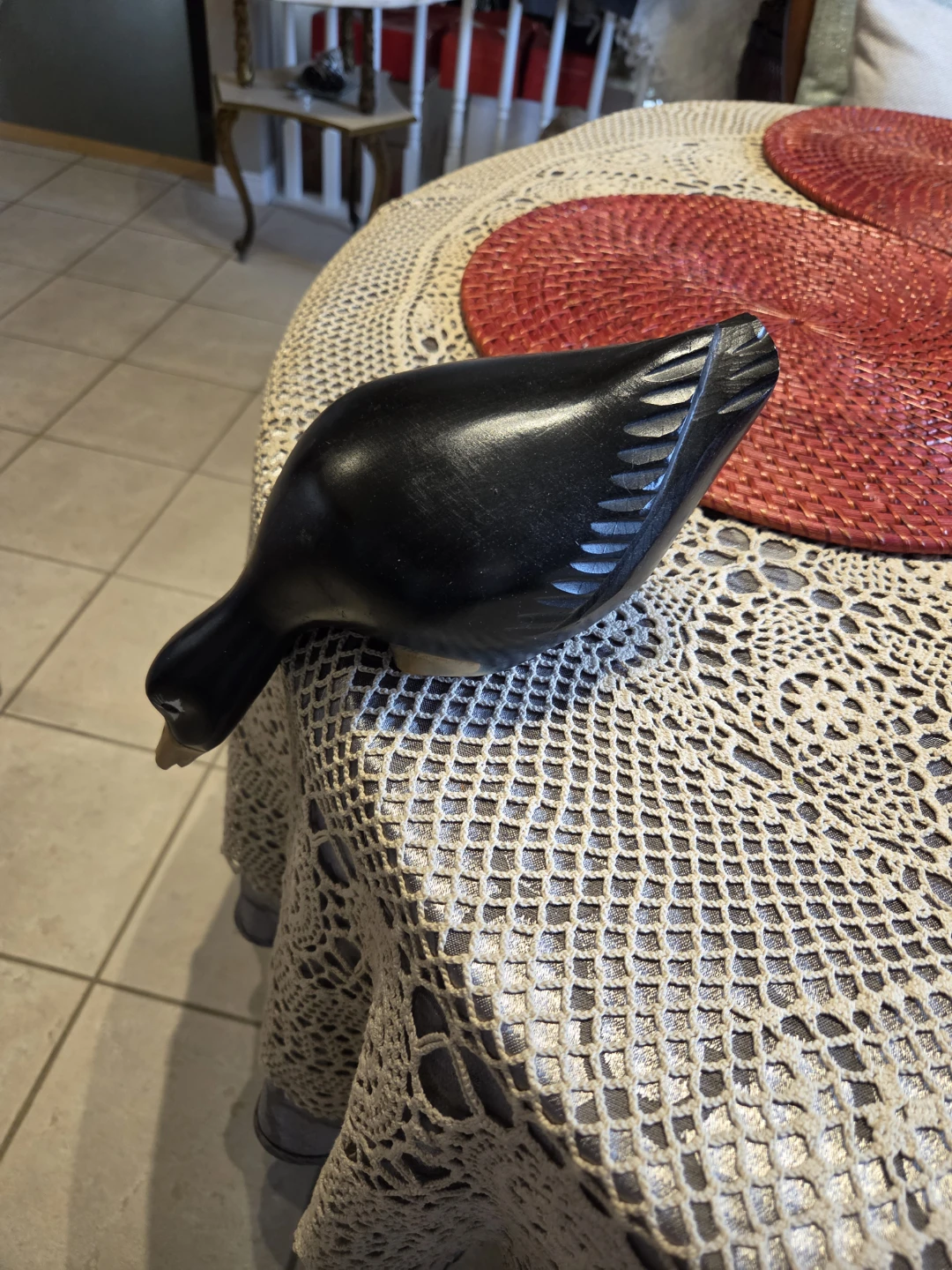 Black Wooden Duck Figurine - photo 2