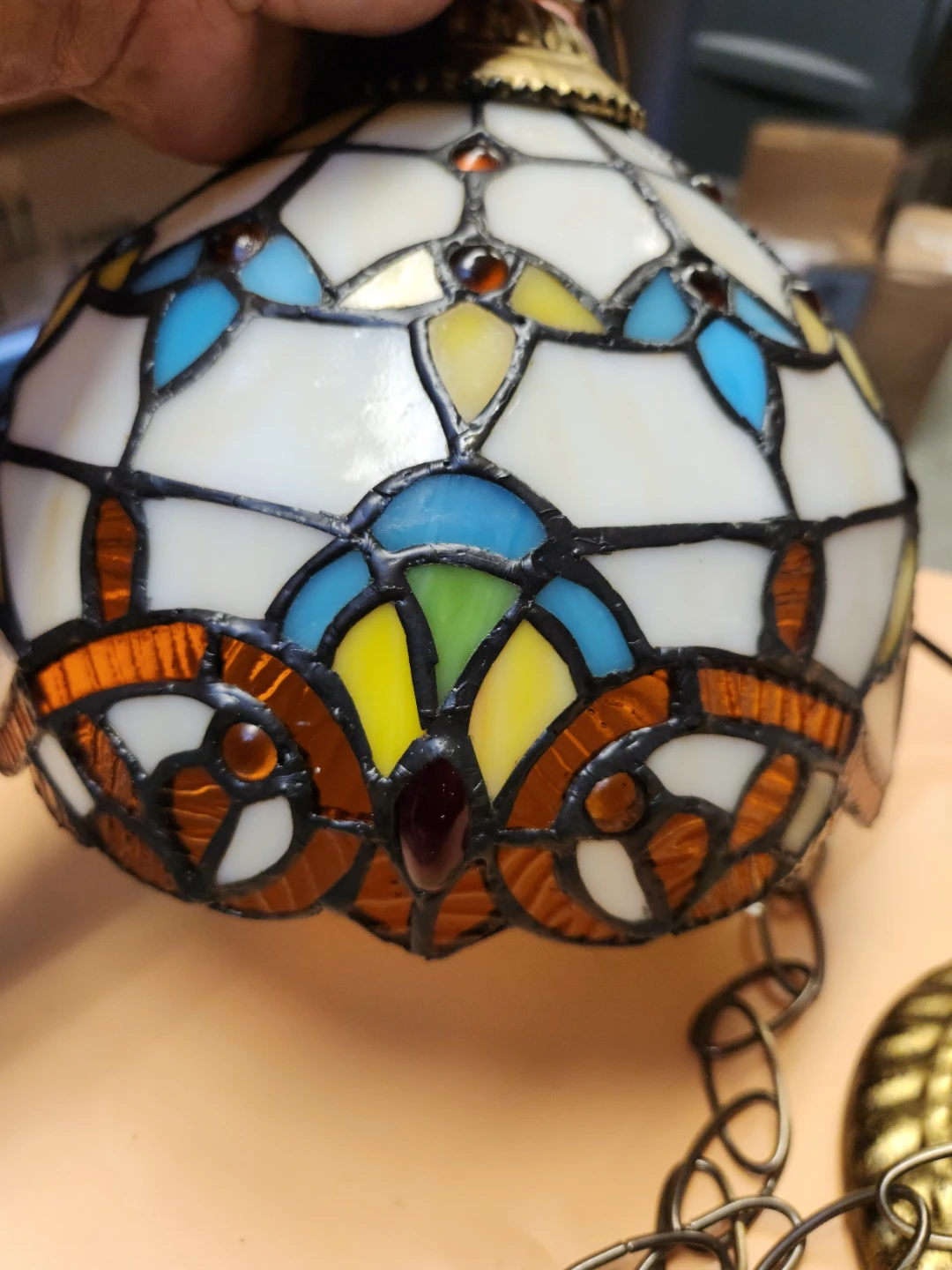 Stained Glass Tiffany Style Pendant Light Fixture - photo 5