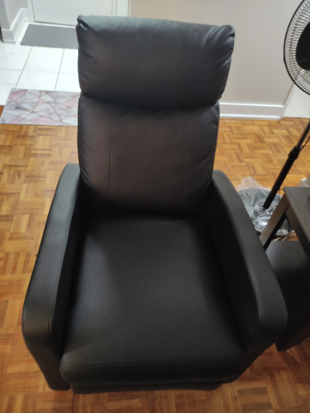 Black Faux Leather Recliner Chair with Power Adapter - photo 3