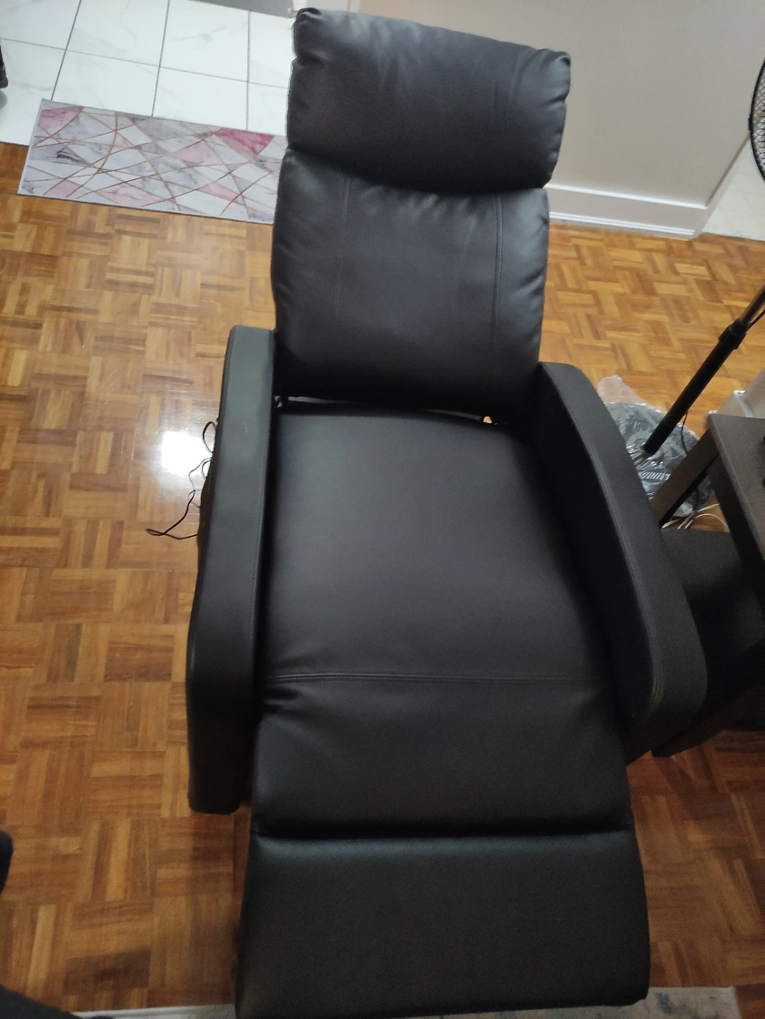 Black Faux Leather Recliner Chair with Power Adapter - photo 4