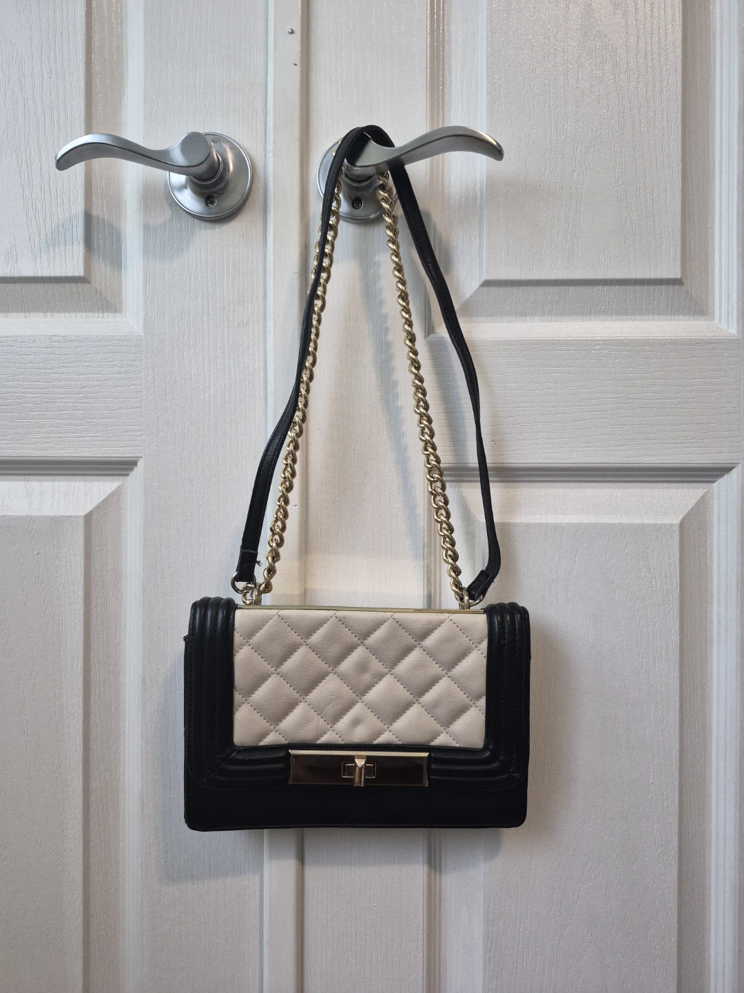ALDO Black and Cream Quilted Shoulder Bag