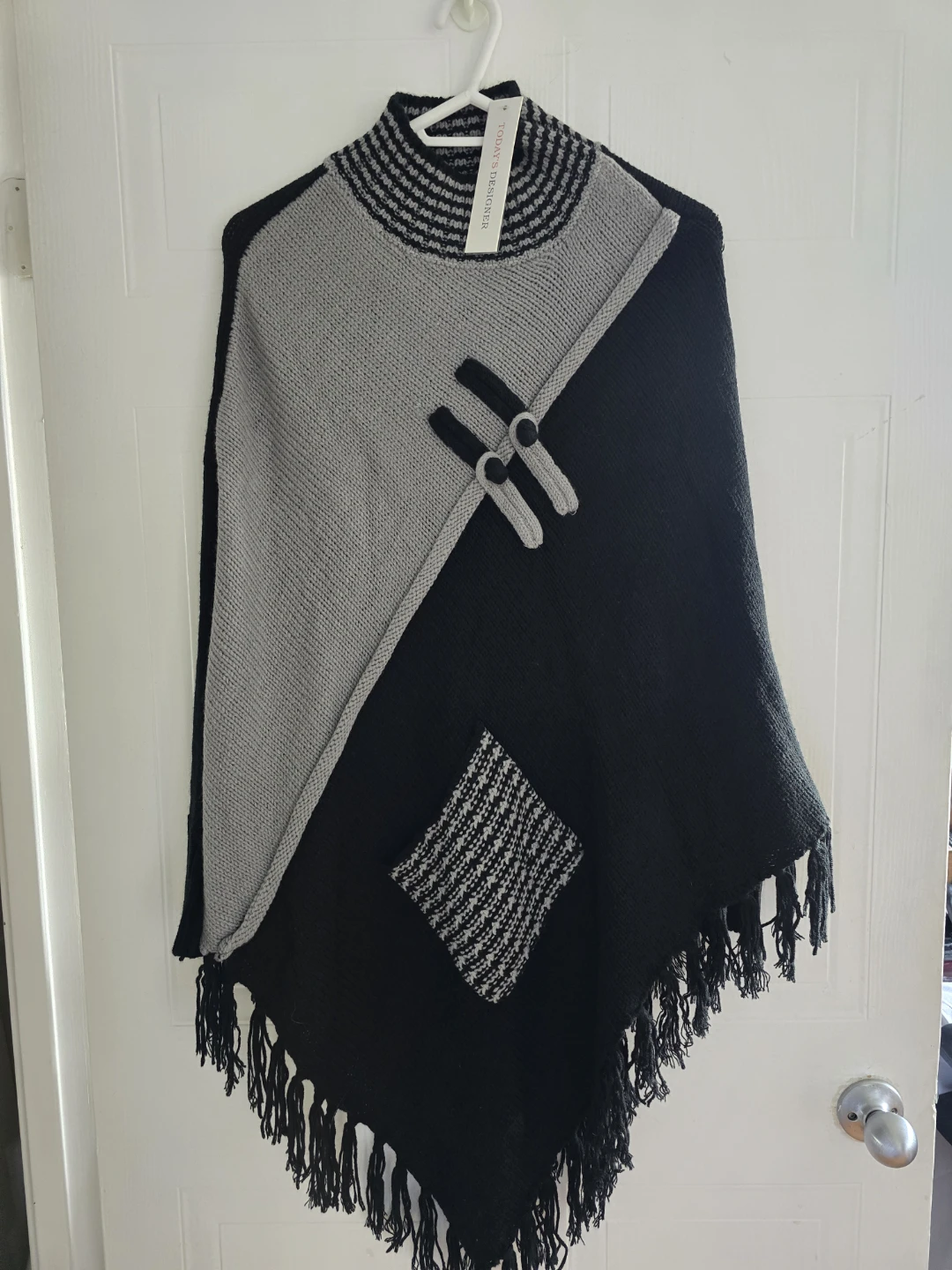 Today's Designer Poncho L/XL Black Grey