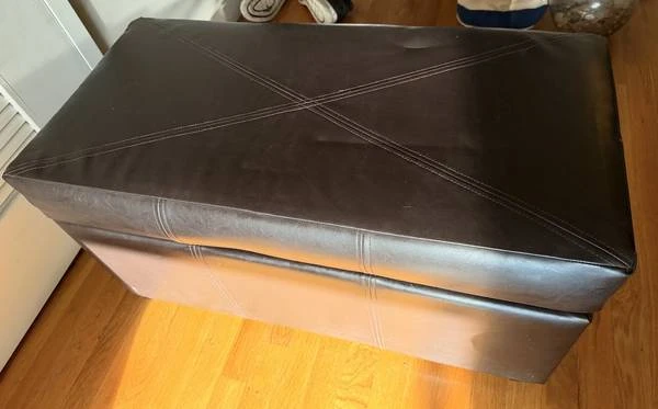 Brown Faux Leather Storage Ottoman Bench
