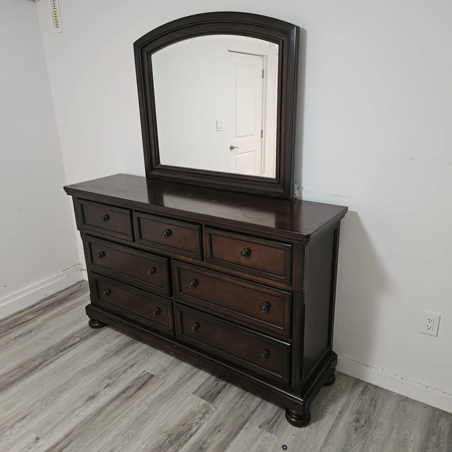 Dark Wood Dresser with Mirror