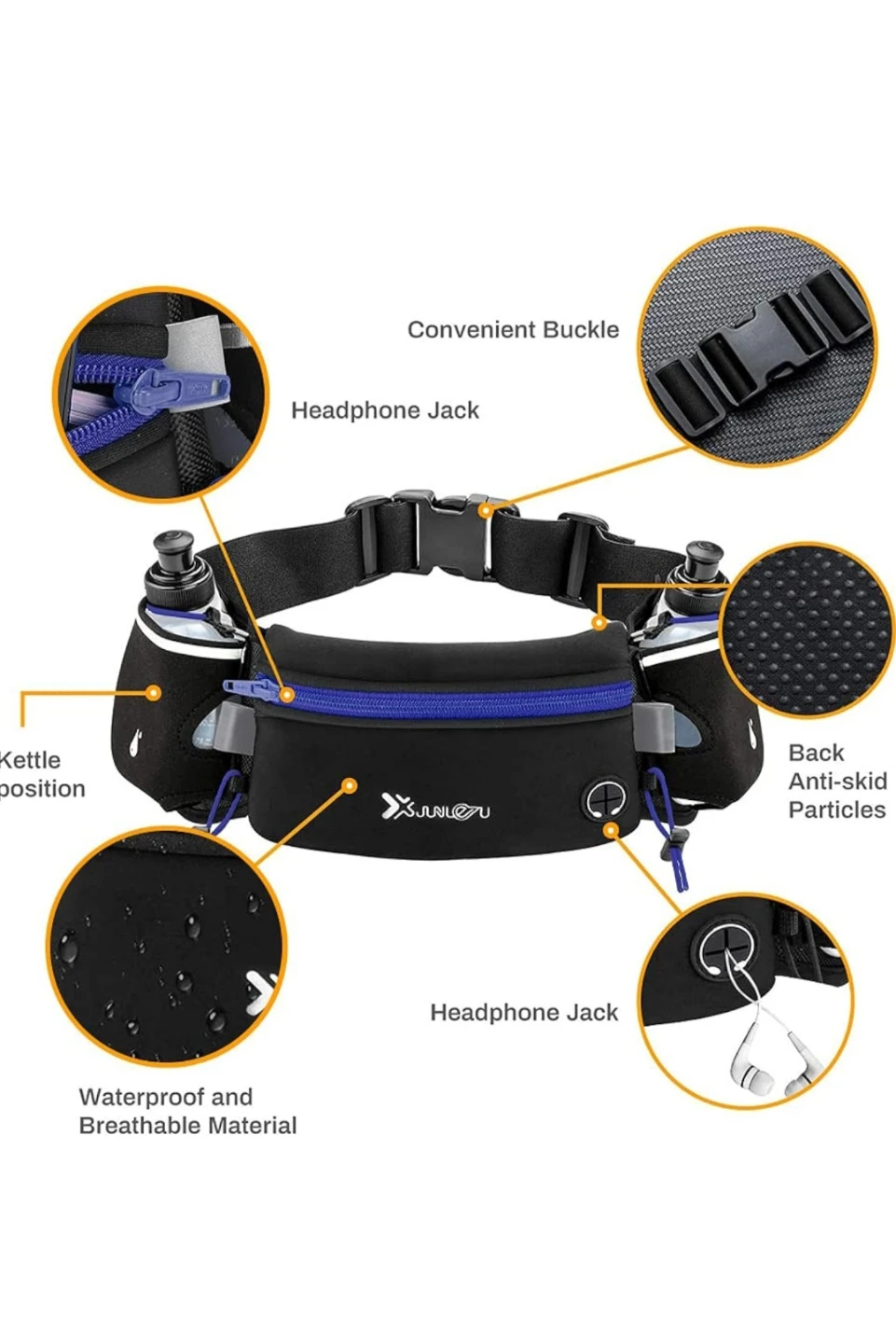 BNWOT Running Hydration Belt with 2 x 175ML Water Bottles - Blue - photo 5