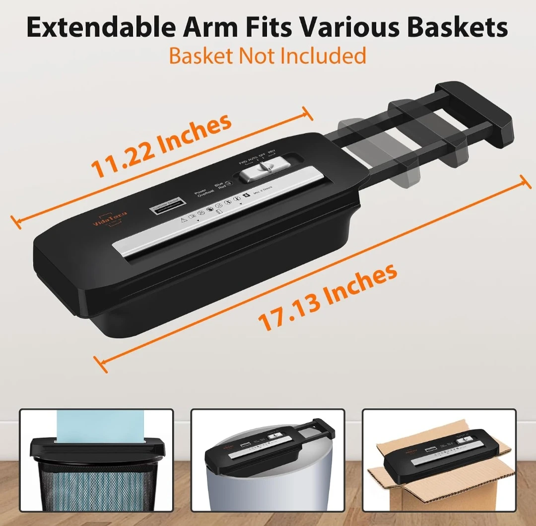 Vidatara 6-Sheet Strip-Cut Paper Shredder - photo 4