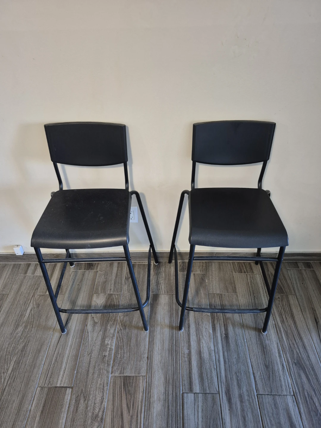 Two Black Bar Stools