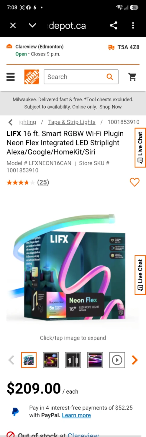 LIFX Neon Flex Smart RGBW Wi-Fi LED Strip Light 5m