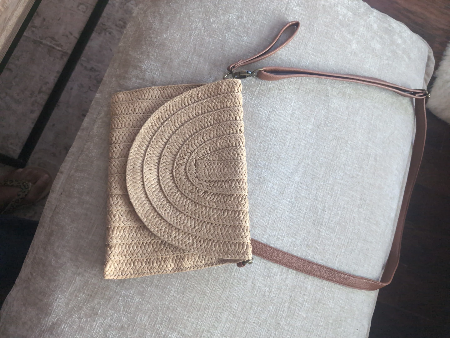 Straw Clutch with Shoulder Strap