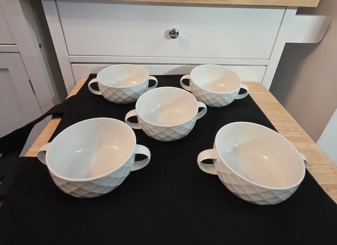 Set of 5 Vintage Thomas Germany "Holiday White" Soup Bowls - photo 2
