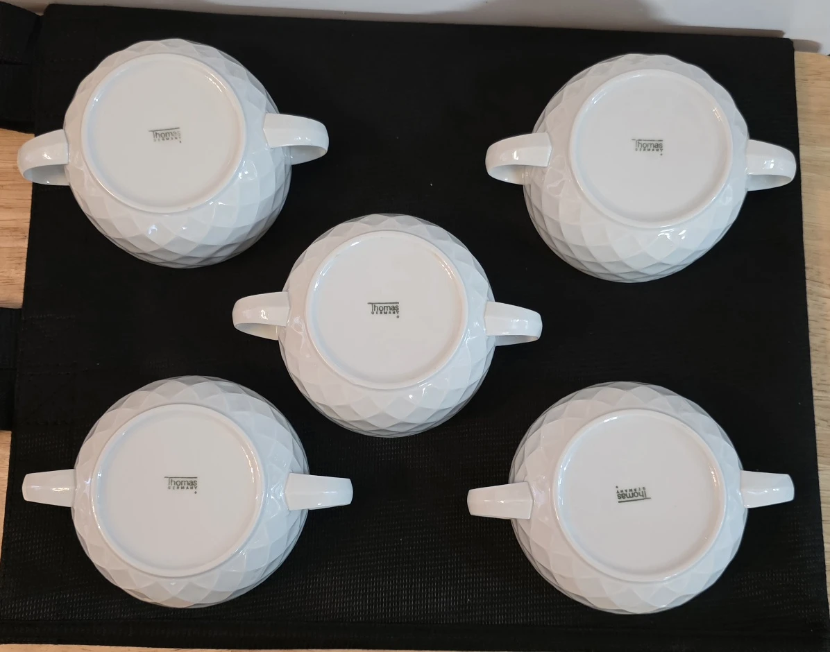 Set of 5 Vintage Thomas Germany "Holiday White" Soup Bowls - photo 3