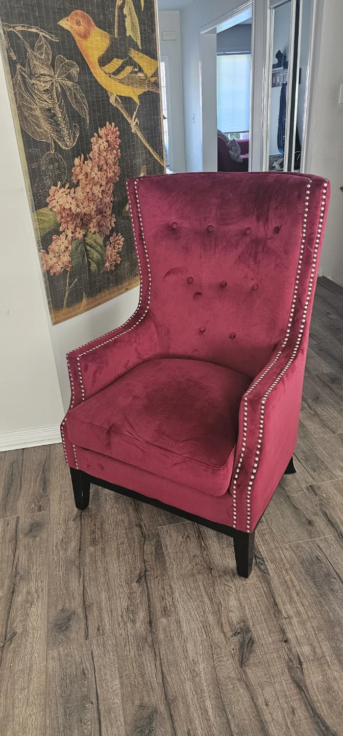Velvet Wingback Accent Chair