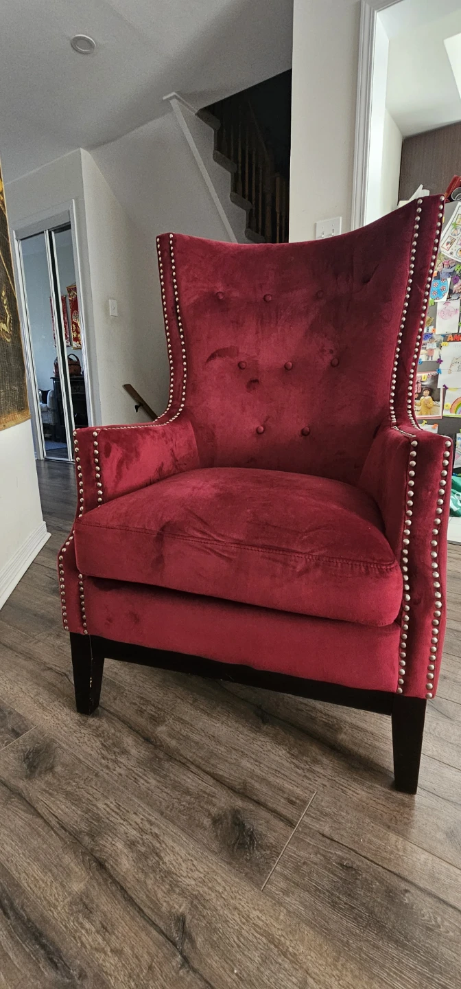 Velvet Wingback Accent Chair - photo 3
